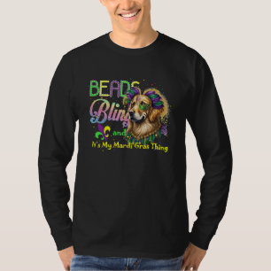 Perlen Bling Golden Retriever Mardi Gras Karneval T-Shirt