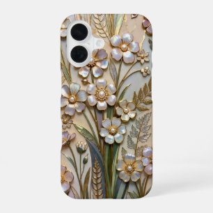 Perlen-Blumen-Buntglas-Handyhülle Elegant iPhone 16 Hülle