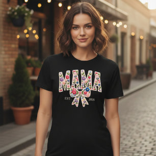 Perlen-Blumen-Mama-Universitäts-Schriftzug Moderne T-Shirt