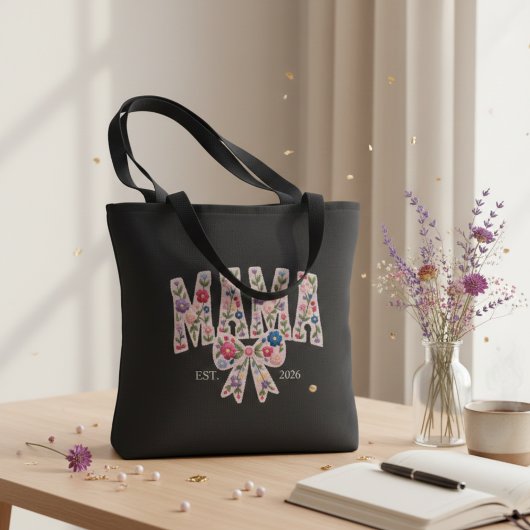Perlen-Blumen-Varsity-Mama-Feminines Design Tasche