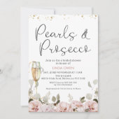 Perlen, Blütenperlen Prosecco QR Code Brautparty Einladung (Vorderseite)