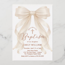 Perlen Bogen Mädchen Taufe Folieneinladung