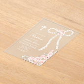 Perlen Bogen und Rosen Taufe Acryleinladungen (Ablage )
