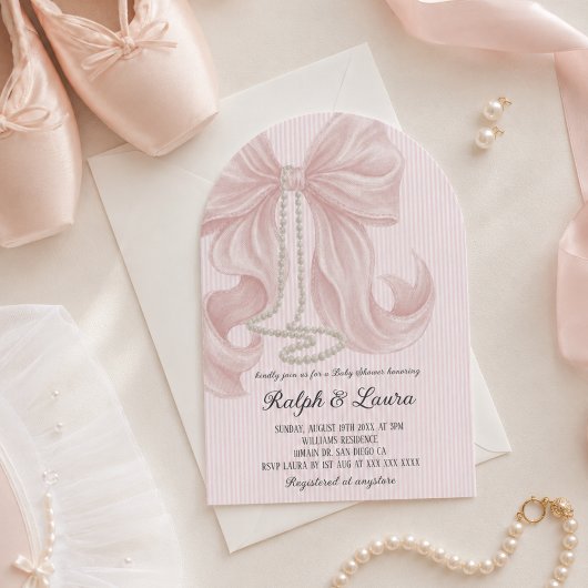 Perlen-Bow-Luxus-Mädchen-Baby-Party Einladung