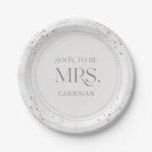 Perlen-Brautabschied bald Mrs. Modern Minimal Pappteller (Vorderseite)