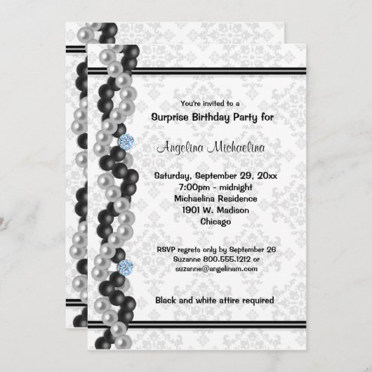 Perlen, Diamanten und Damaskus - Party Einladung (Vorne/Hinten)