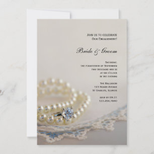 Perlen, Diamantring, Blue-Lace-Engagement-Partei Einladung