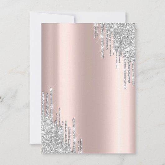 Perlen, Eiffelturm, Tropfen Rose Gold Quinceñera Einladung (Rückseite)