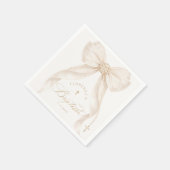 Perlen Elegante Schleife Elfenbein Taufe Serviette (Ecke)