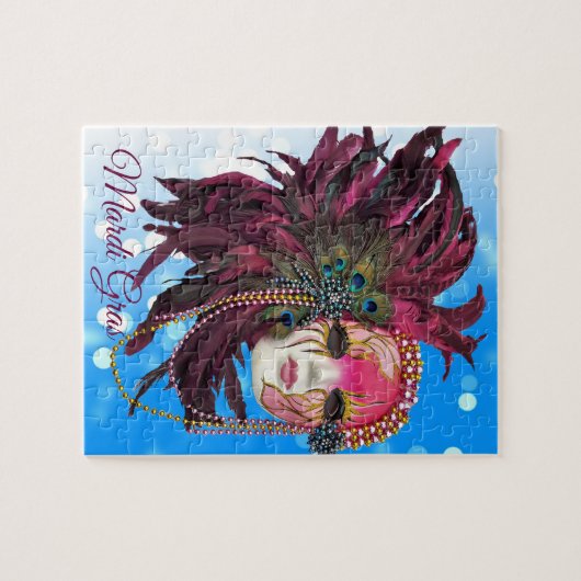 Perlen, Federn und Karneval-Maske Puzzle (Horizontal)