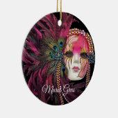 Perlen, Federn und Mardi Gras Maske Keramik Ornament (Rechts)