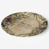 Perlen-Fleur-de-Lis-Mardi-Gras-Masquerade Pappteller (Schrägansicht)