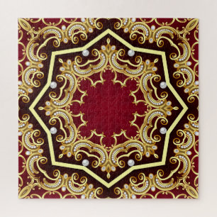 Perlen-Gold-Rahmen-Illustrationshintergrund Puzzle