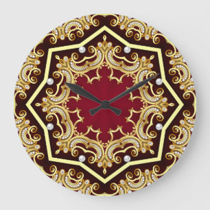 Perlen-Goldrahmen-Illustrationshintergrund Große Wanduhr