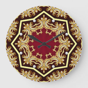 Perlen-Goldrahmen-Illustrationshintergrund Große Wanduhr