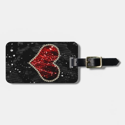 Perlen-Herz Gepäckanhänger (Vorderseite horizontal)