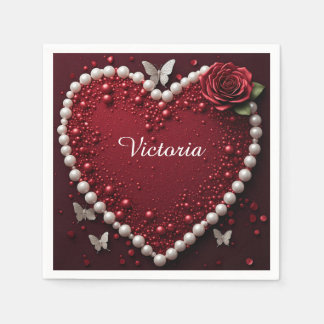 Perlen-Herz-Rosen-Hochzeitstisch-Dekor 🌹 Serviette