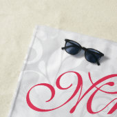 Perlen-Herz-u. Rosen-Damast-Hochzeit Strandtuch (Beispiel)