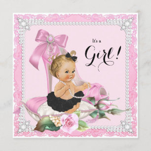 Perlen-High-Heel-Schuh-Baby-Shower Einladung