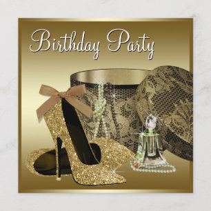 Perlen High Heels Schuhe Schwarz Gold Damen Geburt Einladung