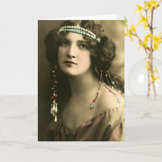 Perlen in ihrem Haar Karte (Gelbe Blume)