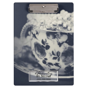 Perlen in Teetasse Vintage Moderne Glamour Persona Klemmbrett