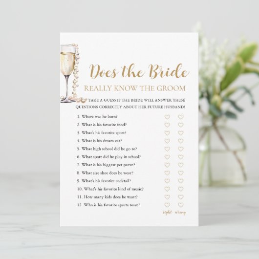 Perlen kennt die Braut wirklich das Game Einladung (Stehend Vorderseite)