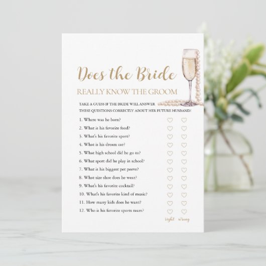 Perlen kennt die Braut wirklich das Game Einladung (Stehend Vorderseite)