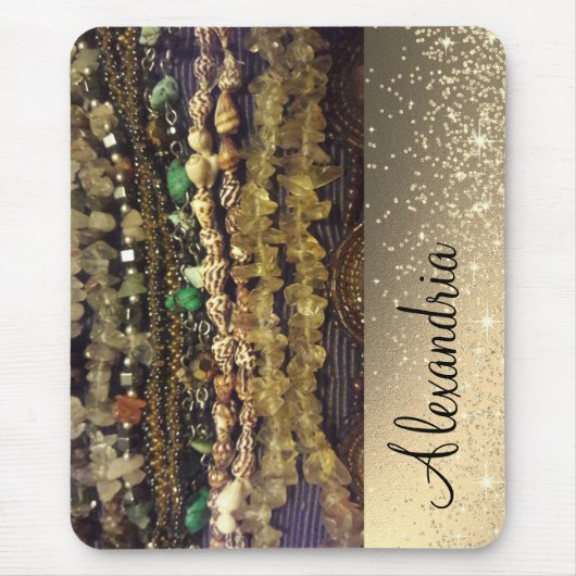 Perlen Kristalle und Muscheln Personalisiert Mousepad (Vorne)