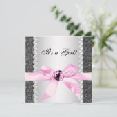 Perlen Ladybug Pink Black Baby Girl Dusche Einladung (Stehend Vorderseite)