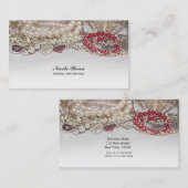Perlen & Liebe Juwelen Rot Valentine Chic Elegant Visitenkarte (Vorne/Hinten)
