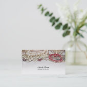 Perlen & Liebe Juwelen Rot Valentine Chic Elegant Visitenkarte (Stehend Vorderseite)