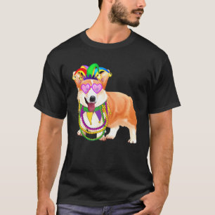 Perlen Maske Mardi Gras Corgi T-Shirt
