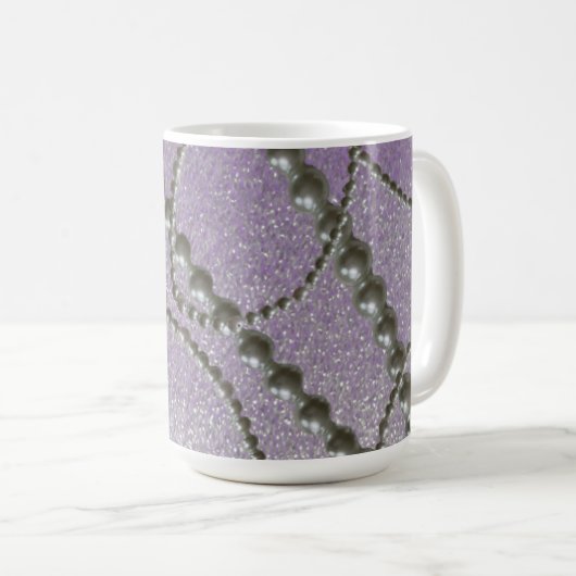 Perlen mit Mauve Metallic Fleck Tasse (VorderseiteRechts)