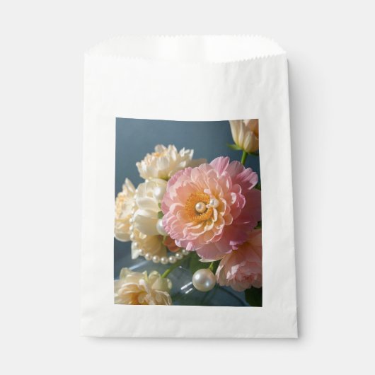 Perlen mit rosa Blume Geschenktütchen (Vorderseite)