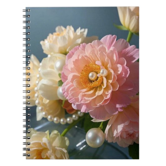 Perlen mit rosa Blume Notizblock (Vorderseite)