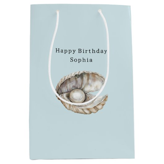 Perlen-Muschel-Geburtstag Mittlere Geschenktüte (Vorderseite)