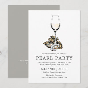 Perlen-Party-Feier   Graue Streifen Einladung