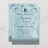 Perlen & Party für hellblaue Silk Retirement Einladung (Vorne/Hinten)