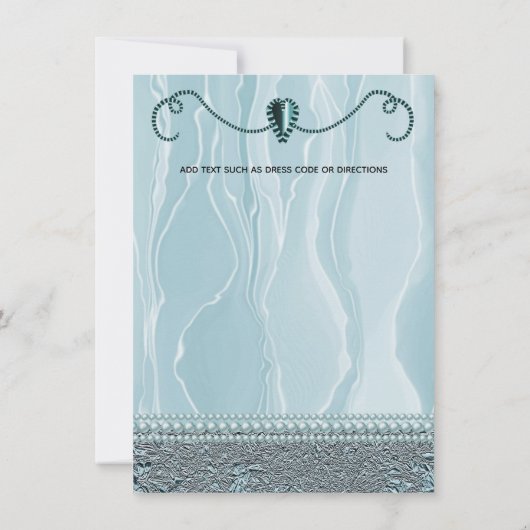 Perlen & Party für hellblaue Silk Retirement Einladung (Rückseite)