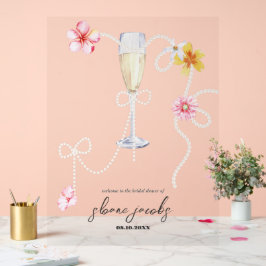 Perlen, Petalen + Prosecco | Brautparty Willkommen Acrylschild