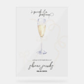 Perlen, Petalen + Prosecco | Pearl Brautparty Acrylschild (Vorderseite)