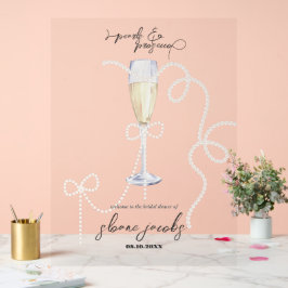 Perlen, Petalen + Prosecco | Pearl Brautparty Acrylschild