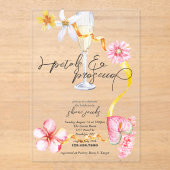 Perlen, Petalen + Prosecco | Petals Brautparty Acryleinladungen (Vorderseite)