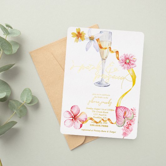 Perlen, Petalen + Prosecco | Petals Brautparty Folieneinladung