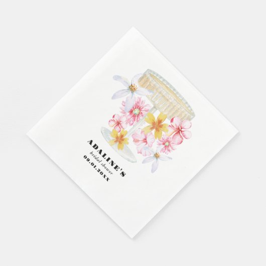 Perlen, Petalen und Prosecco | Petals Brautparty Serviette (Ecke)