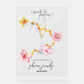 Perlen, Petalen und Prosecco | Petals Welcome Sign Acrylschild (Vorderseite)