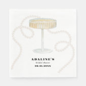 Perlen, Petalen und Prosecco | Trendy Pearl Bridal Serviette (Vorderseite)