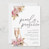 Perlen Petals & Prosecco Brautparty Einladung (Vorderseite)