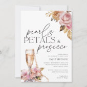 Perlen Petals & Prosecco Brautparty Einladung (Vorderseite)